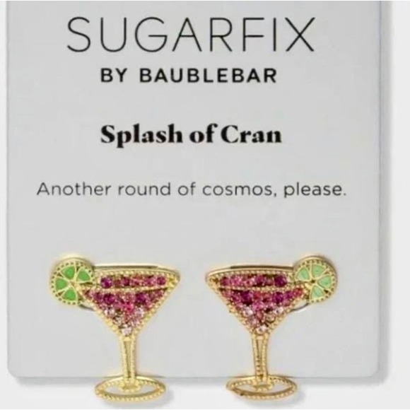 BAUBLEBAR Earrings Sugarflix Martini Cosmos Lime Glass Splash Of Cranberry NWT - Picture 2 of 10